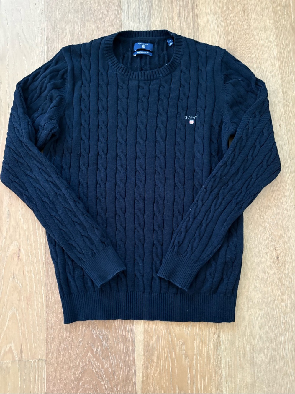 GANT Men's Navy Cable Crewneck Sweater
